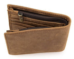Brown men's wallet, stitching detail