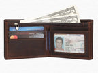 Brown-black men's wallet, zipper coin pocket
