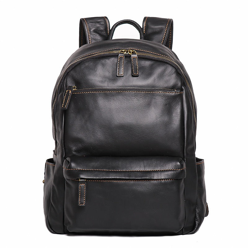 Vintage black leather bookbag