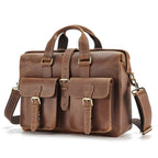 Vintage brown men's leather briefcase