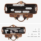 Brown men's briefcase, handle detail