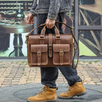 Brown men's briefcase, another angle