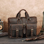 Dark brown men's briefcase, interior view