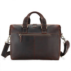 Dark brown men's briefcase, front pocket detail