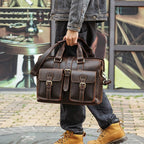 Dark brown men's briefcase, another angle