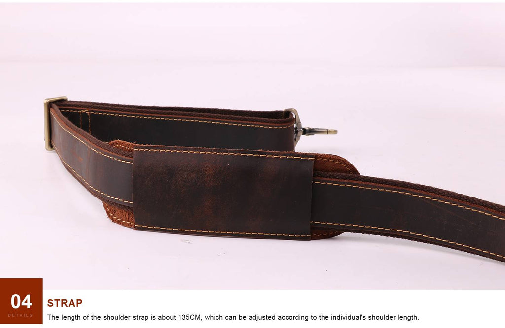 Dark brown men's briefcase, back view