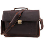 Dark brown men's briefcase, another angle