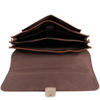Dark brown men's briefcase, lock closure detail