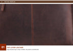 Dark brown men's briefcase, handle detail