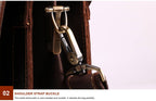 Dark brown men's briefcase, strap detail