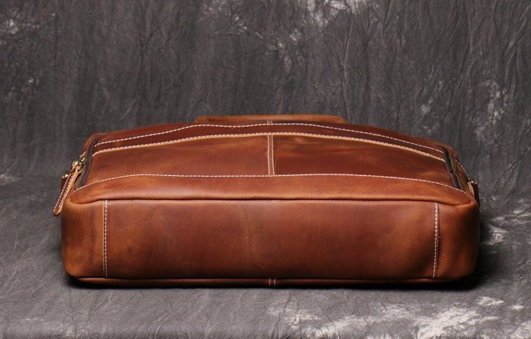 Brown men's briefcase, another angle
