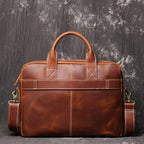 Brown men's briefcase, buckle detail