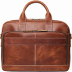 Brown men's briefcase, strap detail