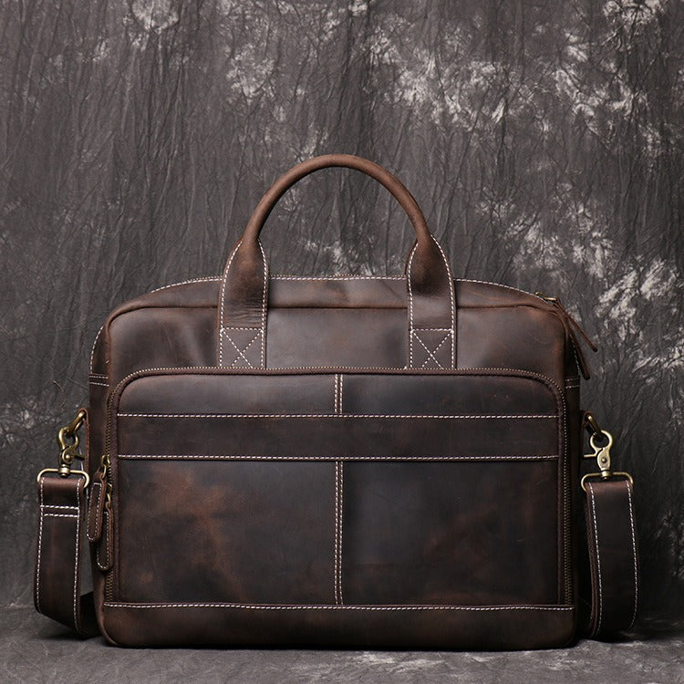 Vintage dark brown men's leather briefcase