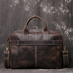 Dark brown men's briefcase, side view