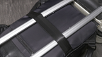 Black men's business backpack, luggage strap detail