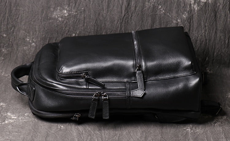 Black men's business backpack, back view