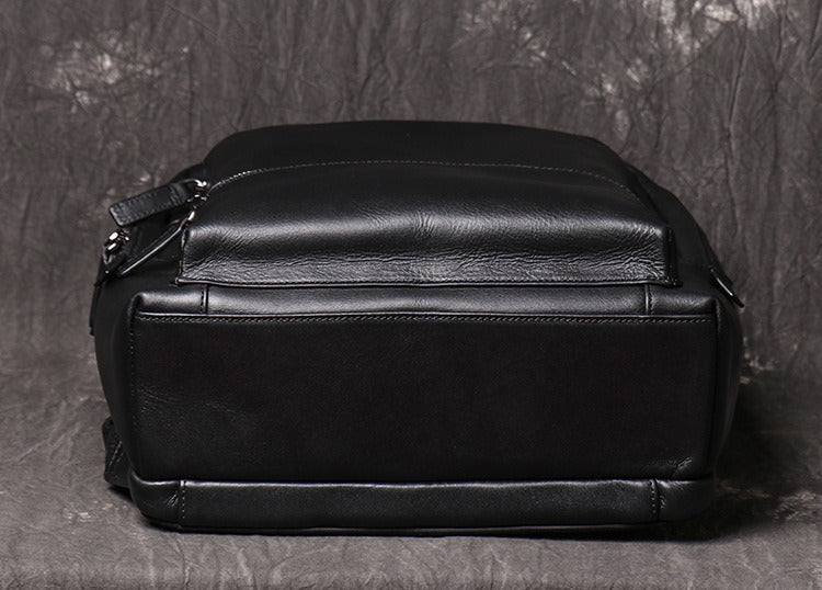 Black men's business backpack, laptop sleeve detail