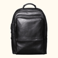Vintage black men's leather business backpack