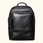 Vintage black men's leather business backpack