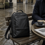 Black men's business backpack, interior view