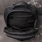 Black men's business backpack, side view