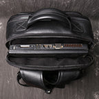 Black men's business backpack, handle detail