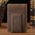 Dark brown men's money clip card holder