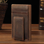 Dark brown men's card holder, card slots