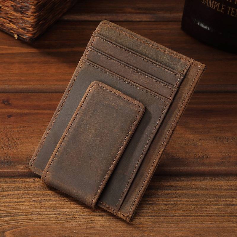 Dark brown men's card holder, ID window