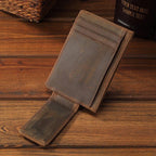 Dark brown men's card holder, leather grain