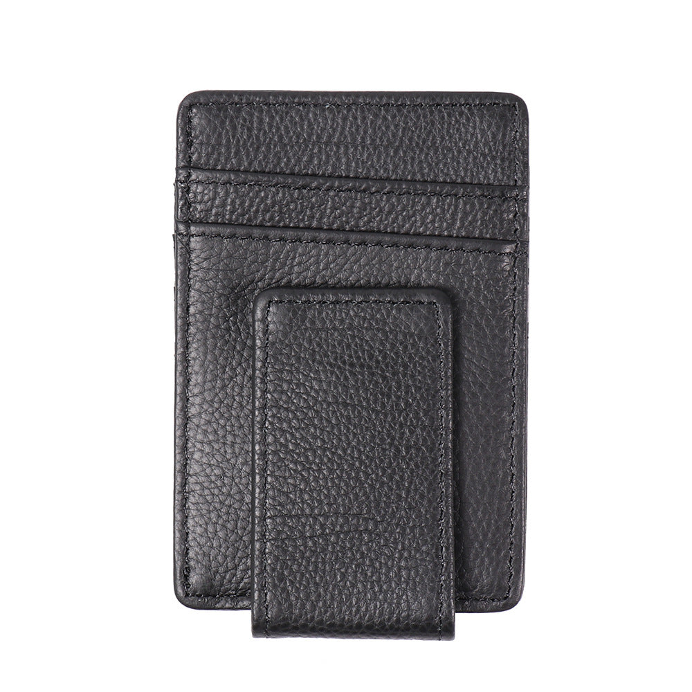 Black men's RFID money clip wallet