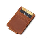 Brown men's money clip wallet, money clip detail