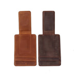 Brown men's money clip wallet, leather grain