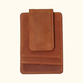 Brown men's RFID money clip wallet
