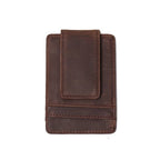 Dark brown men's money clip wallet, side view