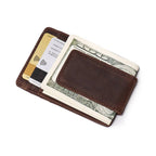 Dark brown men's RFID money clip wallet