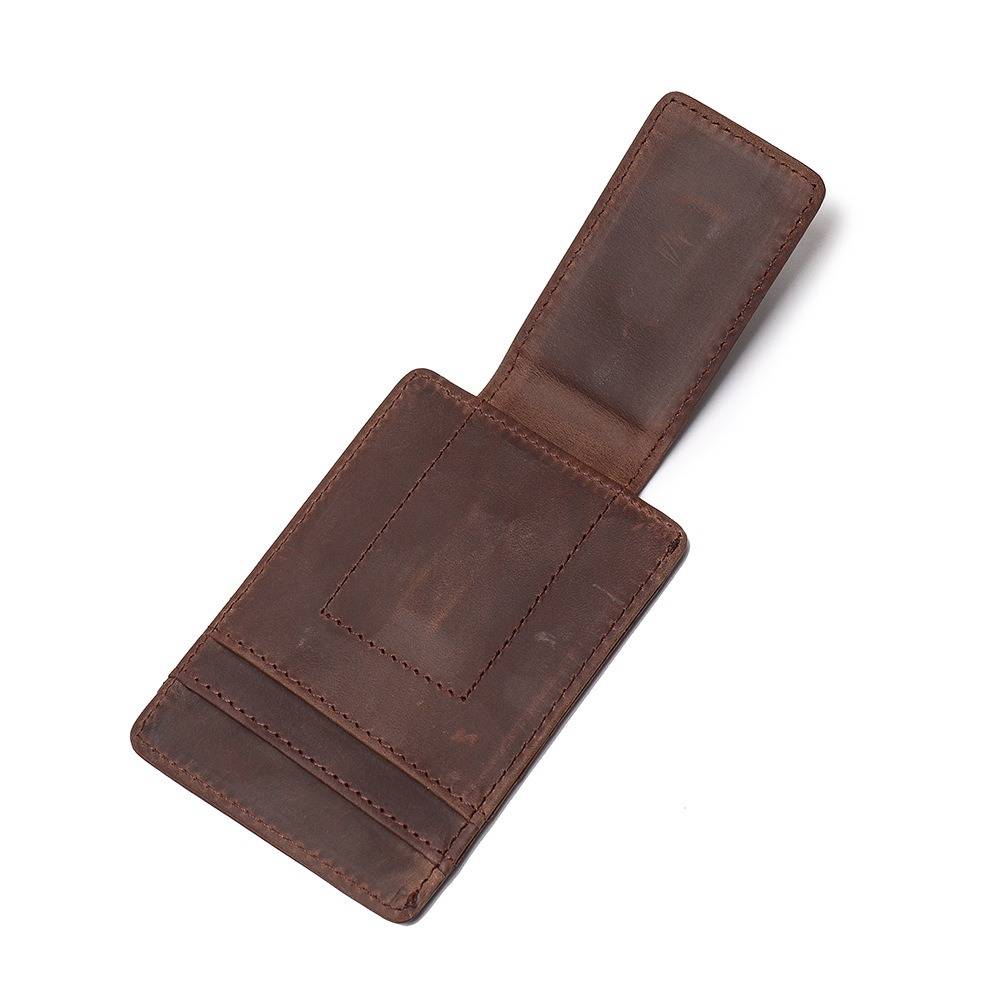 Dark brown men's money clip wallet, money clip detail