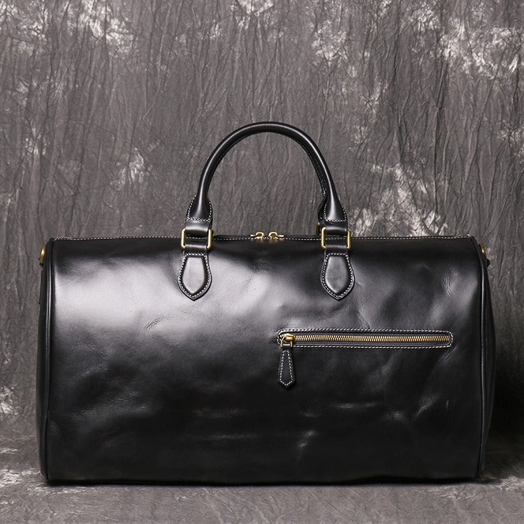 Vintage black men's leather carry-on bag
