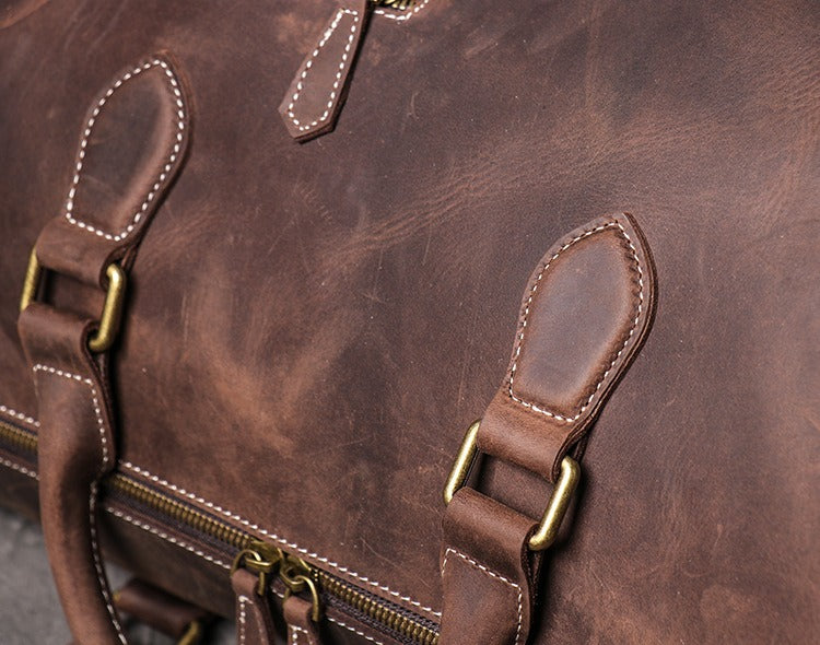 Vintage dark brown men's leather carry-on bag