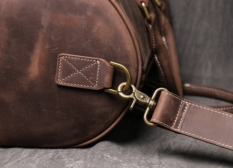 Dark brown men's carry-on bag, interior view