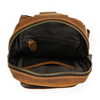 Brown men's chest bag, leather grain