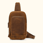Vintage brown men's leather chest bag