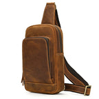 Brown men's chest bag, interior view
