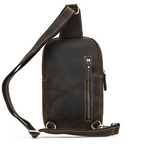 Dark brown men's chest bag, interior view