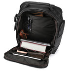Black college backpack, interior view