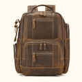 Vintage brown men's leather college backpack