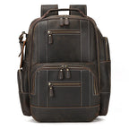 Vintage dark brown men's leather college backpack