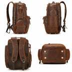 Vintage brown college backpack, interior view