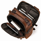 Vintage brown college backpack, another angle